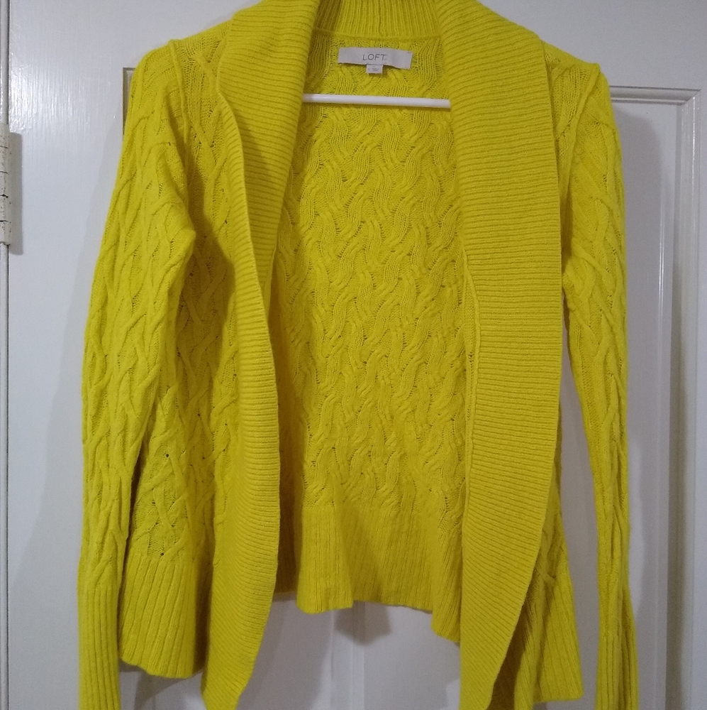 Anne Taylor Loft Open Yellow Cardigan S